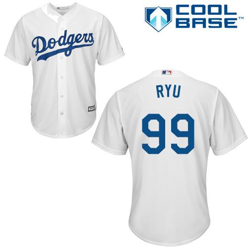 Dodgers #99 Hyun-Jin Ryu White Cool Base Stitched Youth MLB Jersey